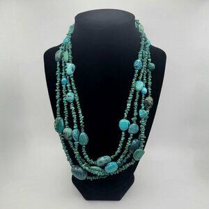 Jay King DTR Turquoise 4 Strand Necklace Signed Mine Finds 20 Inch 925 Silver